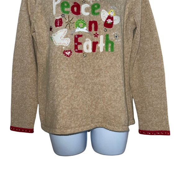 Tiara International Vintage Peace on Earth Ugly Holiday Christmas Sweater M - Picture 3 of 10